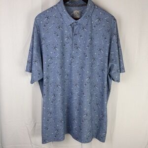 Callaway Golf Polo‎ Shirt XL Opti Dri All Over Print Toucan Bird Palm AOP